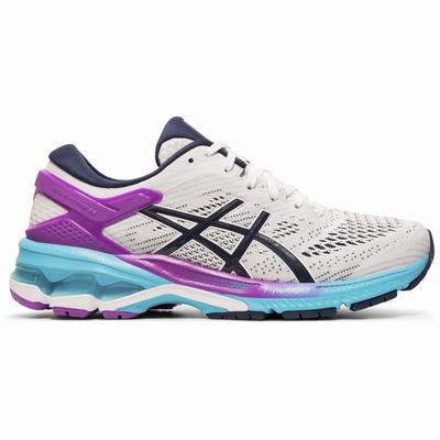 Asics Gel-Kayano 26 - Naisten Juoksukengät - Valkoinen/Laivastonsininen